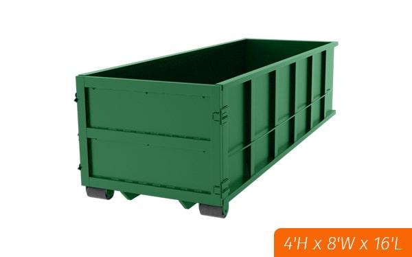 15 yard dumpsters have a capacity of 15 cubic yards of waste